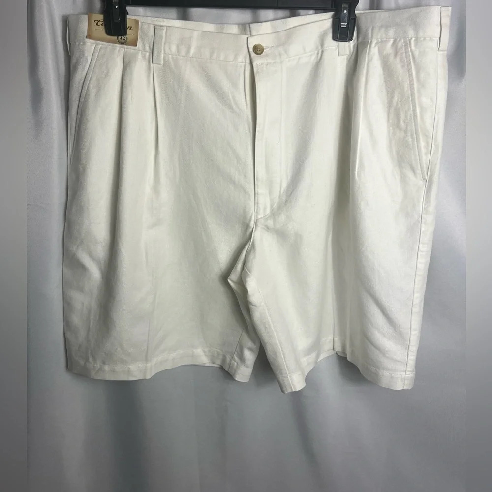 Roundtree & Yorke Shorts Mens 42 Chino Khaki White Golf Caribbean Linen Golf NWT